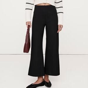 Banana Republic High Rise Wide Leg Cropped Everywhere Ponte Pant Black 713496